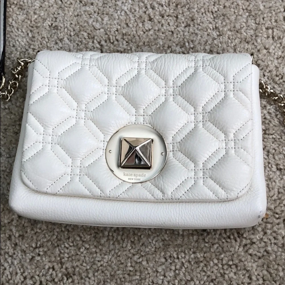 Leather quilted crossbody in cream by Kate Spade